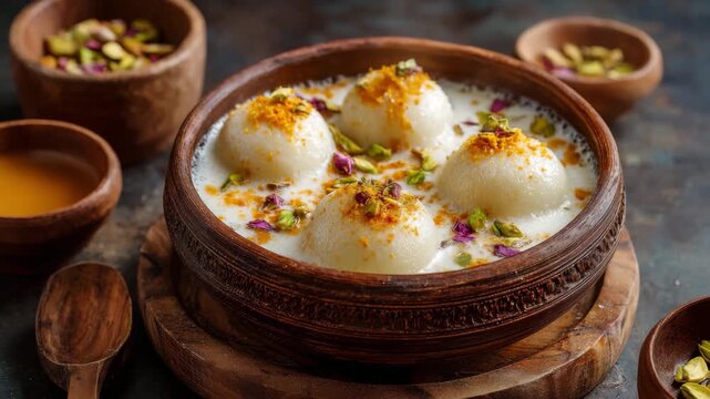 Traditional ras malai sweet for festivals or celebrations