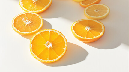 Citrus Burst: A vibrant arrangement of sliced oranges and lemons, capturing the freshness and zest of nature's bounty. 