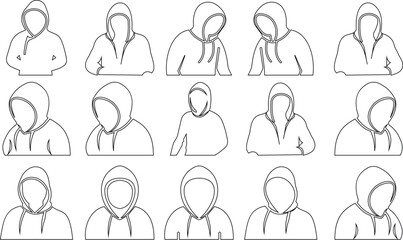 Hoodies Icon set represents casual fashion, comfort wear, and modern style in a clean, minimal, and professional design. This black symbol captures essence of winter clothing, and trendy urban wear.