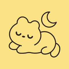 Cute Sleepy Bear with Moon – Minimal Kawaii Animal Night Illustration