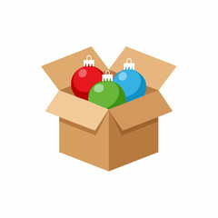 Flat Design Box of Ornaments Icon