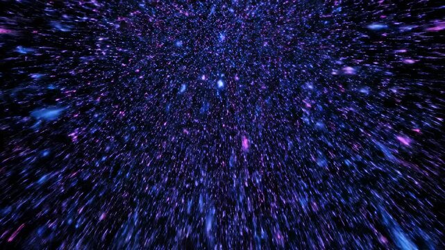 Seamless loop of thousands of luminous blue and magenta particles being pulled rapidly downward by an unseen abstract gravitational force digital art, gravity, corporate