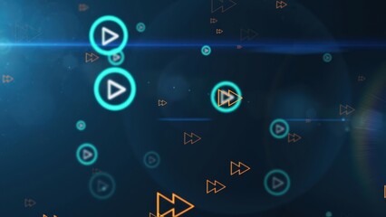 Digital media player interface with play buttons moving