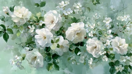 Elegant floral arrangement with white roses and small blossoms artistic effect