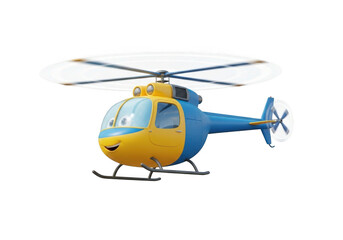 Cute cartoon helicopter isolated on transparent background for children's books, education and transportation themes