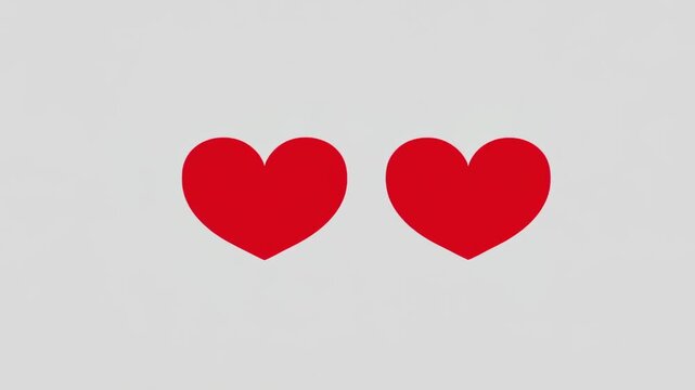 Two identical red hearts against a gray background