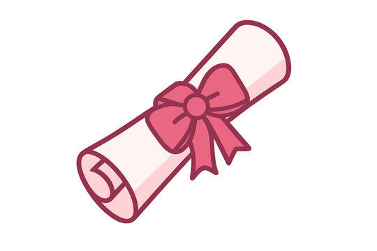 Diploma scroll icon vector - graduation certificate design for academic achievements