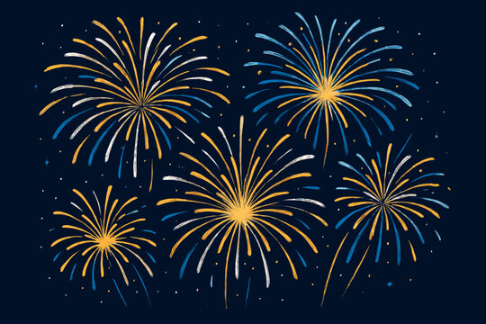 Fireworks vector: explosive night sky celebration art for festive holidays and events