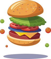 hamburger on white background