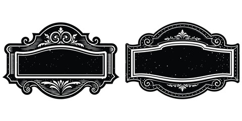 Vintage blank signboard in black and white, retro style, distressed texture, for caf&eacute; wall d&eacute;cor, highly detailed