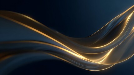 Fototapeta premium Gold flowing ribbon effect against dark blue background, great for stylish designs