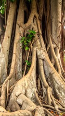 Majestic Banyan Tree Roots - A Natural Wonder.