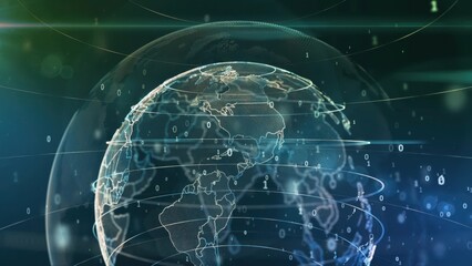 Global network connecting world, digital information flow