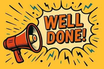 Retro megaphone applause vector - celebrate success with vintage cheer