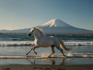 A thoroughbred sprinting at full speed.