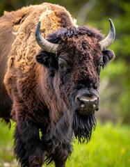 Majestic Bison Portrait - A Close-Up of North American Wildlife.