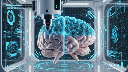 Bioprinter Creating Human Brain In High Detail - Powered by Adobe