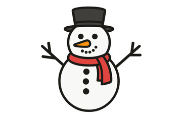 Christmas snowman vector icon - charming, simple, and friendly winter holiday design