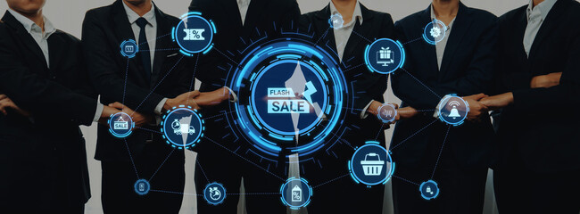 Flash sale icons show ecommerce, flash sale discount, and digital promotion. Flash sale drives customer shopping, flash sale marketing, and conversion growth. Entice