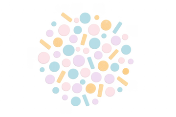 Pastel geometric shapes confetti background with texture