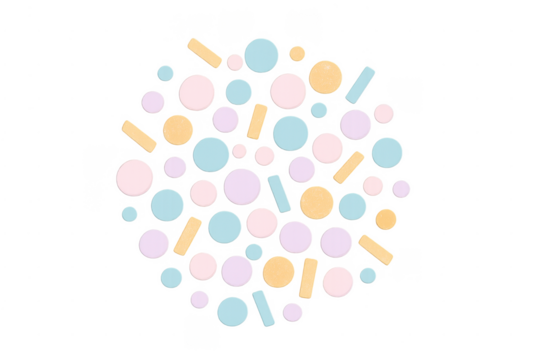 Pastel geometric shapes confetti background with texture