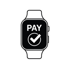Smartwatch displaying payment confirmation with a checkmark icon