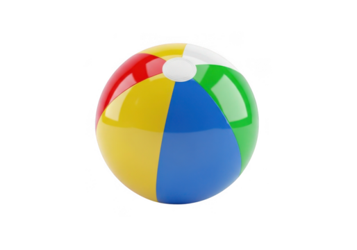 Colorful beach ball isolated on transparent background for summer fun, play, and holiday themes - Powered by Adobe