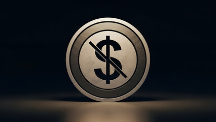 Dollar sign with a line through it symbolizing financial loss or debt