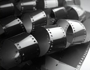 孤立したモノクロの映画フィルム