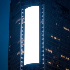Modern Building with Illuminated Billboard Mockup for Advertising