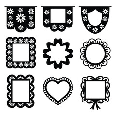 Collection of decorative black and white ornamental frames and borders