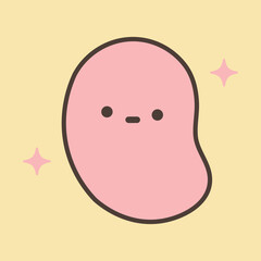 Cute Kawaii Bean Character – Simple Pastel Minimal Icon Illustration