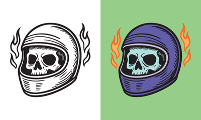 Flaming Skull Racer Helmet Emblem