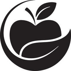 Apple vector logo. Tree and apple logo design. Apple vector shape in black .