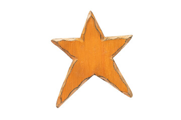 Isolated Rough Cut Gold Wooden Star