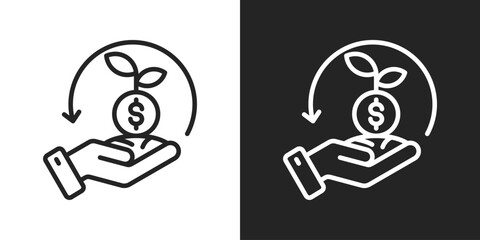 Return On Investmen Icon In Black And White Line Style