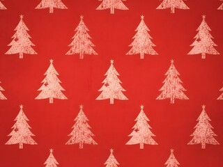 Obraz premium Christmas tree pattern on red background decorative seasonal festive design