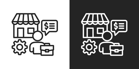 Sales Representative Icon In Black And White Line Style