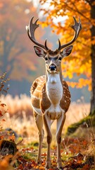 Majestic Fallow Deer in Autumn Forest - A Portrait of Wildlife.
