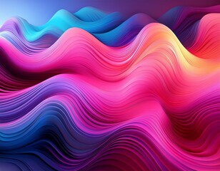 smooth wave shapes vibrant rainbow colors neon pink