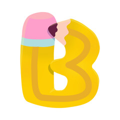 Yellow Pencil Shaped Letter B.