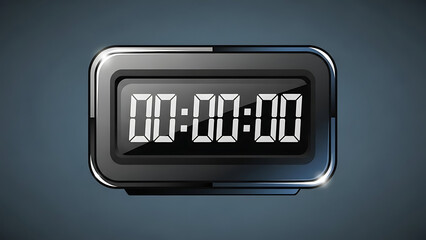 Digital clock displaying zero time isolated on a gradient background
