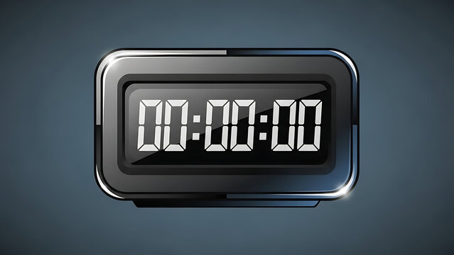 Digital clock displaying zero time isolated on a gradient background