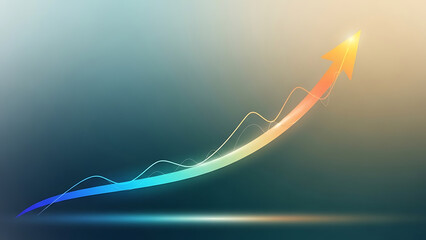 Abstract upward arrow graph with rainbow gradient for business growth concept