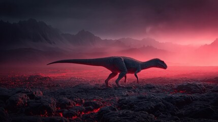 Iguanodon Bernissartensis at Dusk Volcanic Plains