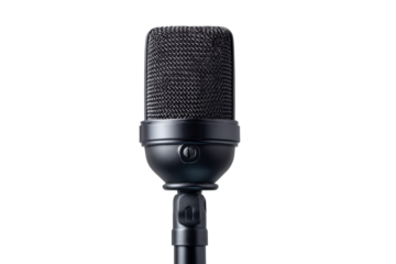 Black studio microphone isolated on transparent background