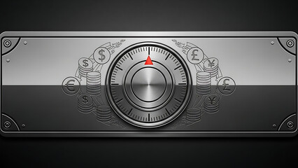 Abstract metallic design with oval center and ornate corner details