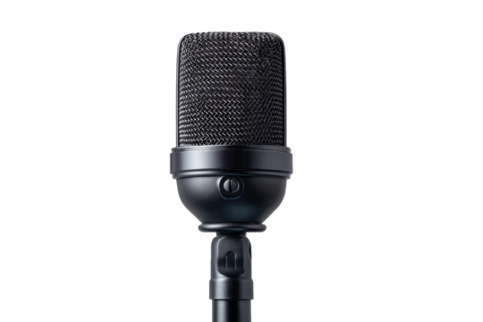 Black studio microphone isolated on transparent background