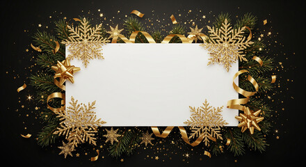 Festive frame with golden decorations