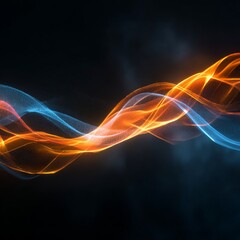 Fototapeta premium Abstract blue and orange light waves on dark background